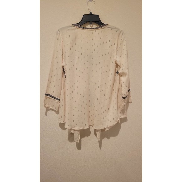 Japna Cream/Black Viscose Cardigan Kimono Women's Size Small. Boho, Tassel - Picture 2 of 10